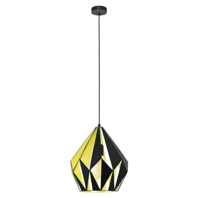 Afbeelding van EGLO Vintage Carlton 1 Hanglamp Ø310MM. Zwart, Geel