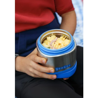 Afbeelding van Yumbox Cubi thermos voedselpot praktische deksel met handvat voor warm en koud eten Surf Blauw 295ml