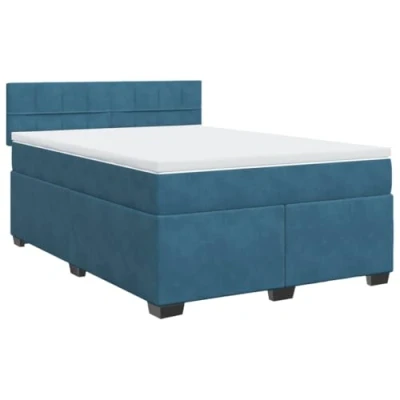 Afbeelding van vidaXL Boxspring met matras fluweel blauw 140x200 cm