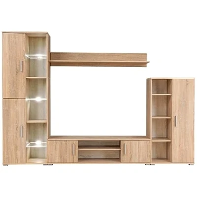 Image de vidaXL Unité murale TV avec lumières LED Chêne sonoma246029