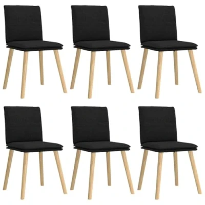 Afbeelding van vidaXL Eetkamerstoelen 6 st stof zwart