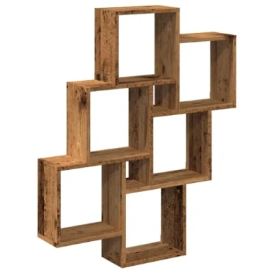 Afbeelding van vidaXL Wandschap kubus 78x15x93 cm bewerkt hout oud houtkleurig