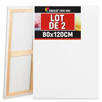 Afbeelding van Zenacolor canvas om te schilderen, 80 x 120 cm, set van 2 canvas, zuurvrij, alle soorten schilderij