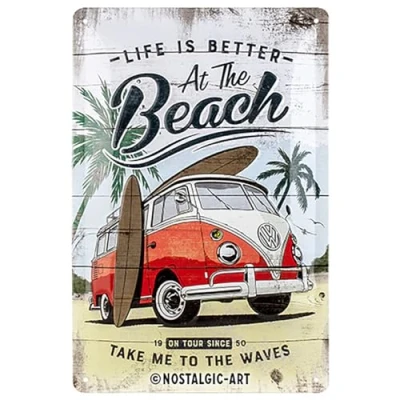 Afbeelding van Volkswagen VW Life Is Better At The Beach Metalen Wandbord 20 x 30 cm