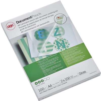 Afbeelding van GBC Document lamineerhoes ft A4, 200 micron (2 x 100 micron), pak van stuks