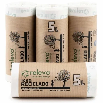Afbeelding van Relevo Vuilniszakken, 100% gerecycled, extra sterk, 5 l, 80 zakken