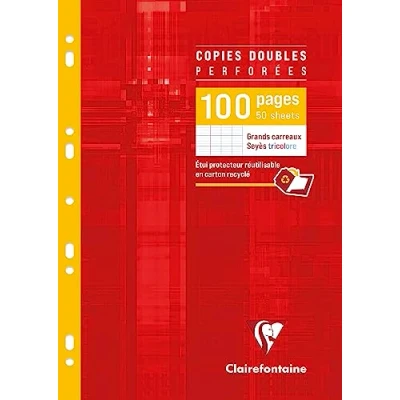 Afbeelding van Clairefontaine 4721C een kartonnen etui, 100 pagina&#039;s, dubbel geperforeerd, 21 x 29,7 cm, 90 g, grote ruitjes