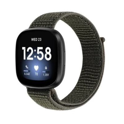 Afbeelding van Fitbit Versa 3 &amp; Sense 1 Sport loop nylon bandje Donkergroen