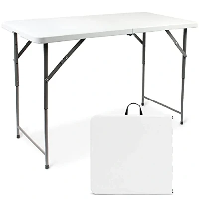 Afbeelding van Todeco Campingtafel, in hoogte verstelbaar, rechthoekige tuintafel met draaggreep, 120 x 60 76 cm, grote biertenttafel voor camping, barbecue, party, buffet, bruiloft