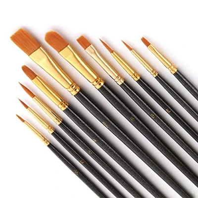 Afbeelding van Bougimal Set van 10 nylon acrylverfpenselen voor aquarel, olieverf en beginners, kinderen, kunstenaars