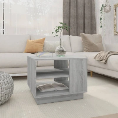 Afbeelding van vidaXL Salontafel 55x55x43 cm bewerkt hout grijs sonoma eikenkleurig