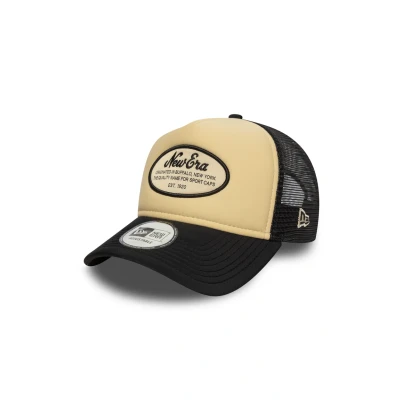 Afbeelding van New Era Oval Patch Black 9FORTY E Frame Trucker Adjustable Cap