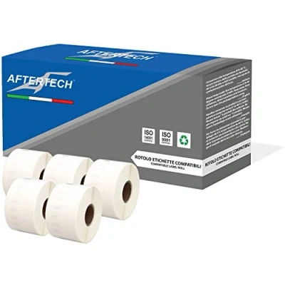 Afbeelding van Aftertech 5 x 11356 41 89 mm compatibele labelrollen (300 etiketten/rol = 1500 totaal) voor Dymo LabelWriter Seiko SLP labelprinter S0722560