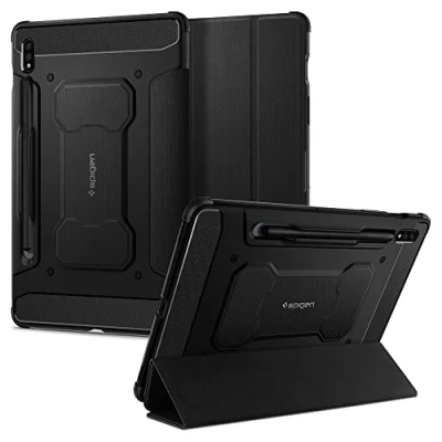 Image de Spigen Rugged Armor Pro Cuir PU Book Case Noir Samsung Galaxy Tab S7/S8