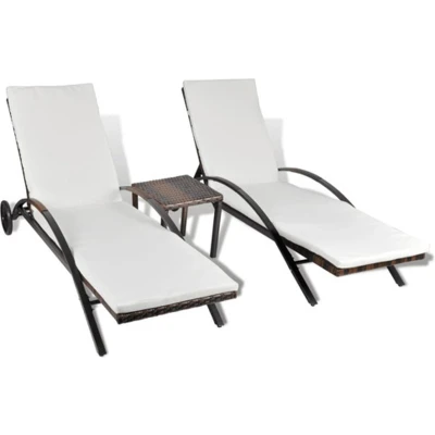 Afbeelding van Ligbedden met tafel poly rattan bruin