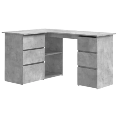 Afbeelding van Hoekbureau 145x100x76 cm bewerkt hout betongrijs