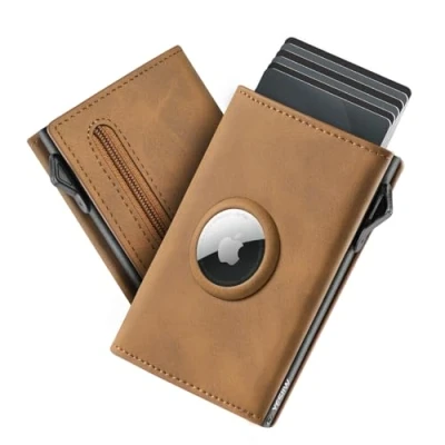 Afbeelding van YESIIW AirTag Leren herenportemonnee met RFID blokkering en creditcardhouder, B03, Minimalistisch