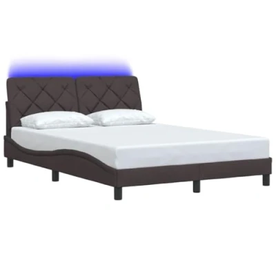 Afbeelding van vidaXL Bedframe met LED verlichting stof donkerbruin 120x200 cm