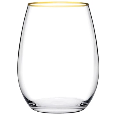 Afbeelding van Pasabahce Amber frisdrank glazen met gouden rand (6 stuks)