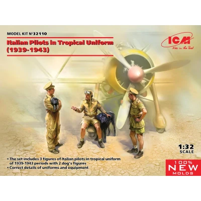 Afbeelding van 1:32 ICM 32110 Italian Pilots in Tropical Uniform (1939 1943) Plastic Modelbouwpakket