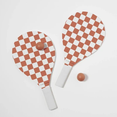 Afbeelding van Sunnylife Beach Bats Schaakpatroon Rood wit