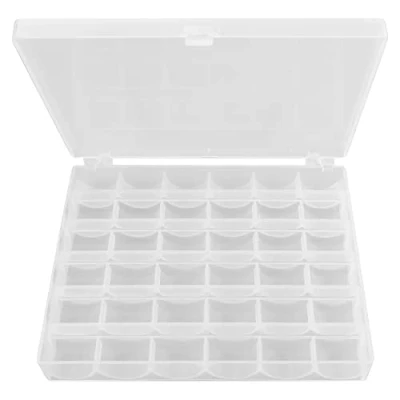 Afbeelding van TRIXES Plastic opbergdoos met 36 vakken voor spoelen en spoelen, knutselaccessoires, naalden, stickers, pinnen, borduurgaren, stof naaigaren