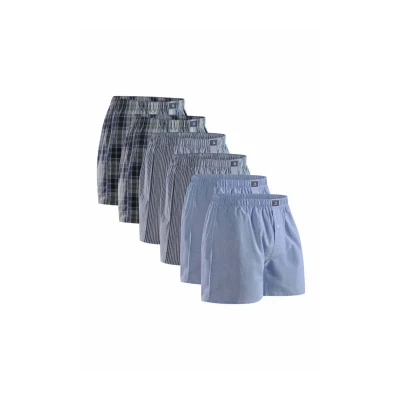 Afbeelding van DANISH ENDURANCE Amerikaanse boxershorts van 100% biologisch katoen, los en zeer comfortabel, voor heren, 6 stuks, Blauwe mix / strepen