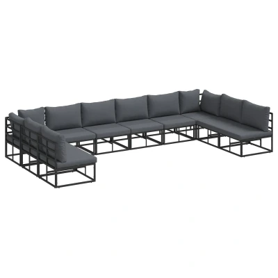 Afbeelding van vidaXL Tuinbank Set 10 pcs Zwart 423 x 211.5 71 cm Aluminium