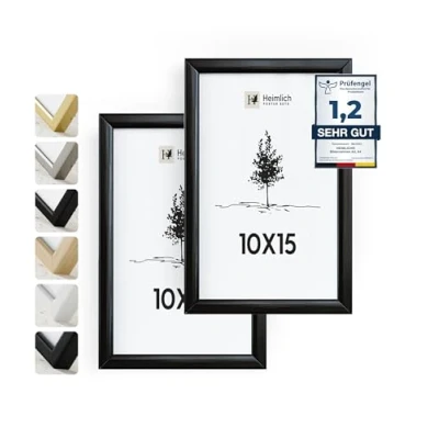 Afbeelding van Heimlich® Set van 2 zwarte metalen fotolijsten 10x15 cm kleine collage frame aluminium fotolijst