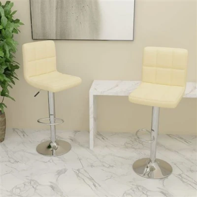 Image de vidaXL Tabourets de bar lot 2 crème tissu334241