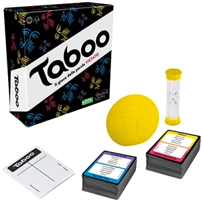 Afbeelding van Hasbro Klassiek taboe spel, feestspel, woordspel voor volwassenen en jongeren, raadspel 4 spelers ouder, vanaf 13 jaar