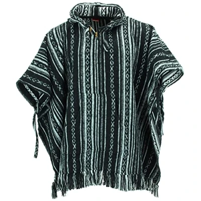 Afbeelding van LOUDelephant Poncho met capuchon van 100% geweven Gheri katoen Mexicaanse stijl, Zwarte Diamant