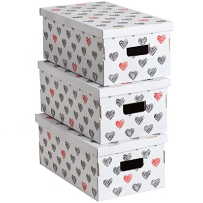 Afbeelding van Kanguru UNDUETRE LOVE SET Decoratieve Kartonnen Opbergdoos met Handgrepen ,Multi Colour, maat 51 x 29 20 cm