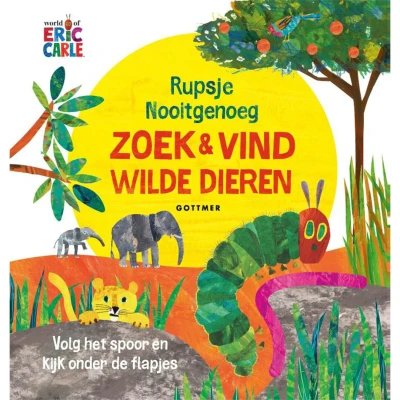 Afbeelding van Uitgeverij gottmer flapjesboek rupsje nooitgenoeg zoek &amp; vind wilde dieren