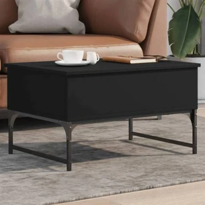 Afbeelding van Salontafel 70x50x40 cm bewerkt hout en metaal zwart