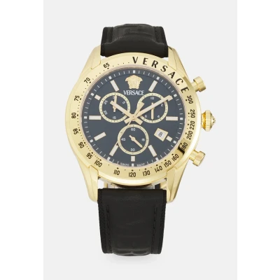Afbeelding van Versace Watches Chrono Master Chronograaf black/goldcoloured, Heren, Maat: One Size, Black/gold coloured