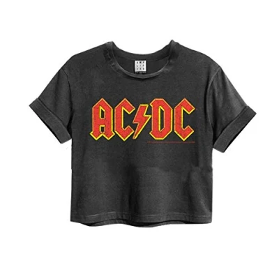 Afbeelding van Amplified Crop Top T shirt voor dames, Acdc Logo Charcoal