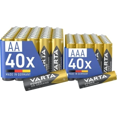 Afbeelding van VARTA Batterijen 40 x AA &amp; AAA, 80 stuks, Power on Demand, Alkaline, Mix Pack, milieuvriendelijke verpakking, ideaal voor computeraccessoires, Smart Home, Made in Germany