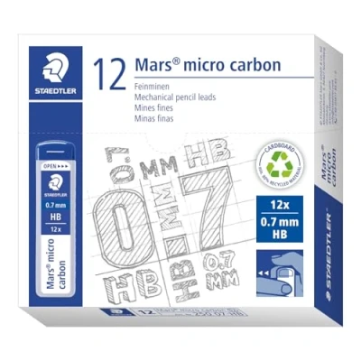 Afbeelding van Staedtler Mars Micro Carbon 250 Etui met 12 vullingen, grafiet, 0,7 mm Hb, stuks