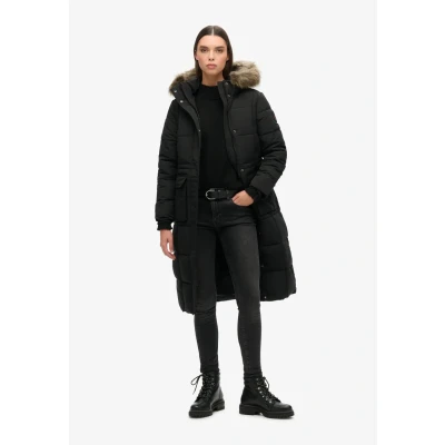 Afbeelding van Superdry Everest Longline Puffer Winterjas, Dames, Maat: 42, Jet black