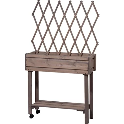 Afbeelding van Moestuinbak moestuintafel oppottafel kweektafel plantentafel met trosondersteuning 79x28x130cm grijs