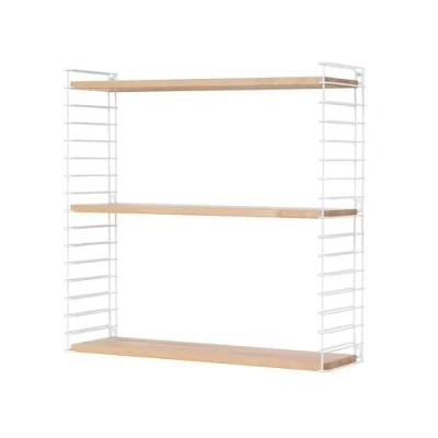 Afbeelding van Tomado Wandrek Hout &amp; Wit Boekenrek 70x21x68cm Uitbreidbaar