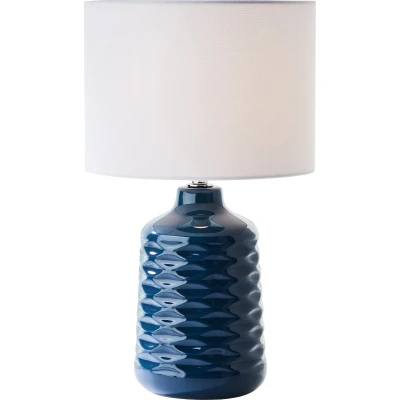 Afbeelding van Brilliant Ilysa tafellamp 42cm blauw/wit, keramiek/metaal/textiel, 1x D45, E14, 40 W