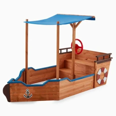 Afbeelding van Zandbak boot MUD BOX met dak opbergvak (160 x 103cm)