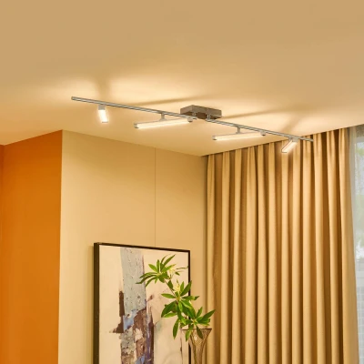 Afbeelding van Lindby LED plafondlamp met dimmer 4lichts acryl, metaal H: 9.5 cm wit, chroom Inclusief lichtbronnen