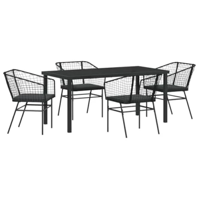 Afbeelding van vidaXL Set van 3 Zwart PE rattan, Gepoedercoat staal Middel Duurzaam