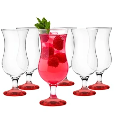 Afbeelding van cocktailglazen, set longdrink cocktail, gin, bier, water, longdrinkglazen, drinkglas, waterglas, smoothie, dessert, vaatwasmachinebestendig, rood, 6 x 420 ml