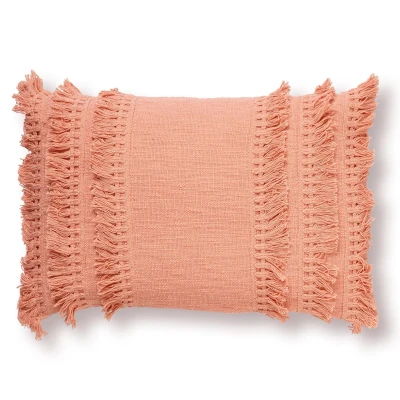 Afbeelding van Dutch Decor FARA Sierkussen 40x60 cm 100% katoen met franjes Muted Clay roze