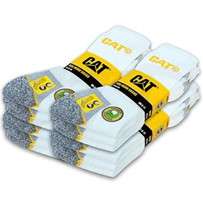 Afbeelding van CAT Erpillar 12 paar Echte werksokken voor dames en heren, werksokken, zakelijke sokken, kousen, maat 35 50, Wit.