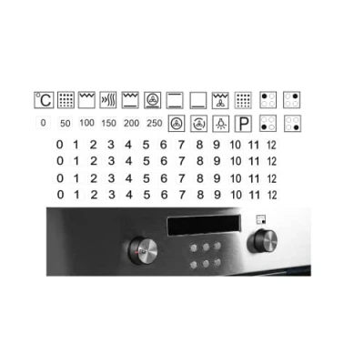 Afbeelding van Fornuismarkering stickerset (RP44), 6 mm, zwarte tekens op transparante achtergrond)